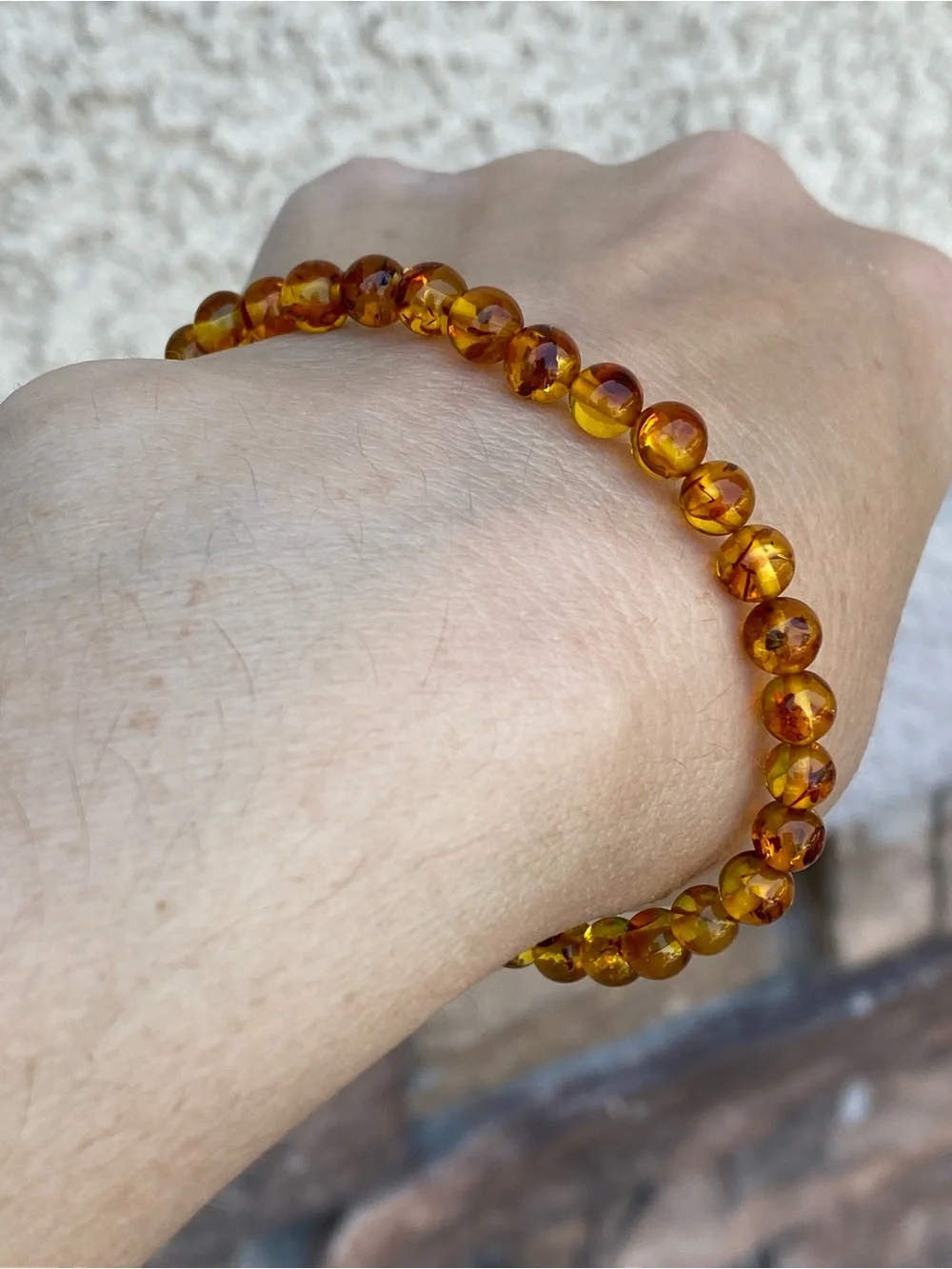 Flower Amber Stretch Bracelet 5.8mm Beads Fits Approximately 7 Inch Wrist